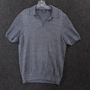 Faherty Reserve Sweater Polo Men's Medium Cayman Navy Striped Linen Collared